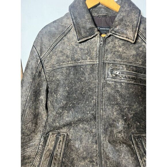 INC INTL Concepts, Black 100% Genuine Leather Moto Jacket Mens Large - Picture 2 of 8